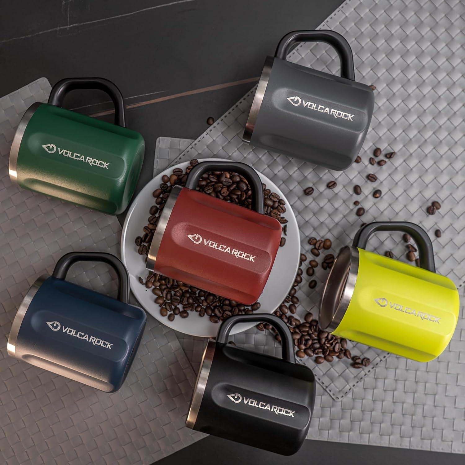 Taza de café VOLCAROCK 0.47 L acero inoxidable gris aislada