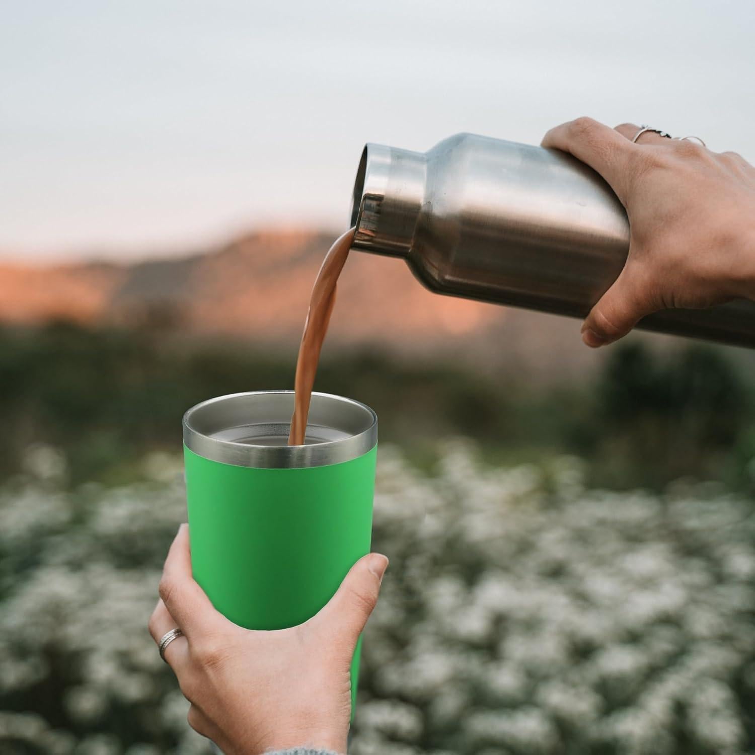 Vaso de Acero Inoxidable AIANJI 20oz Verde Aislado Doble Pared