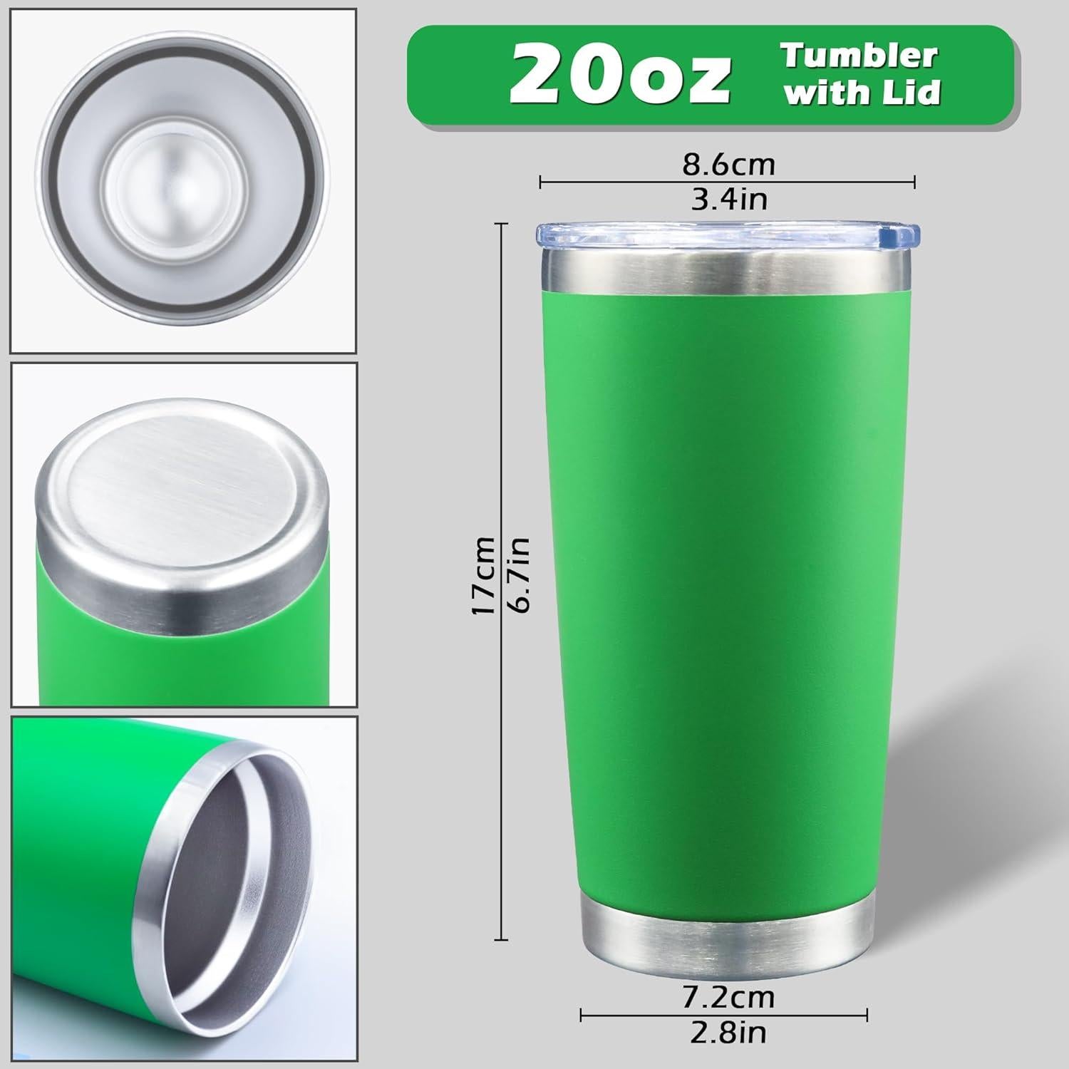 Vaso de Acero Inoxidable AIANJI 20oz Verde Aislado Doble Pared