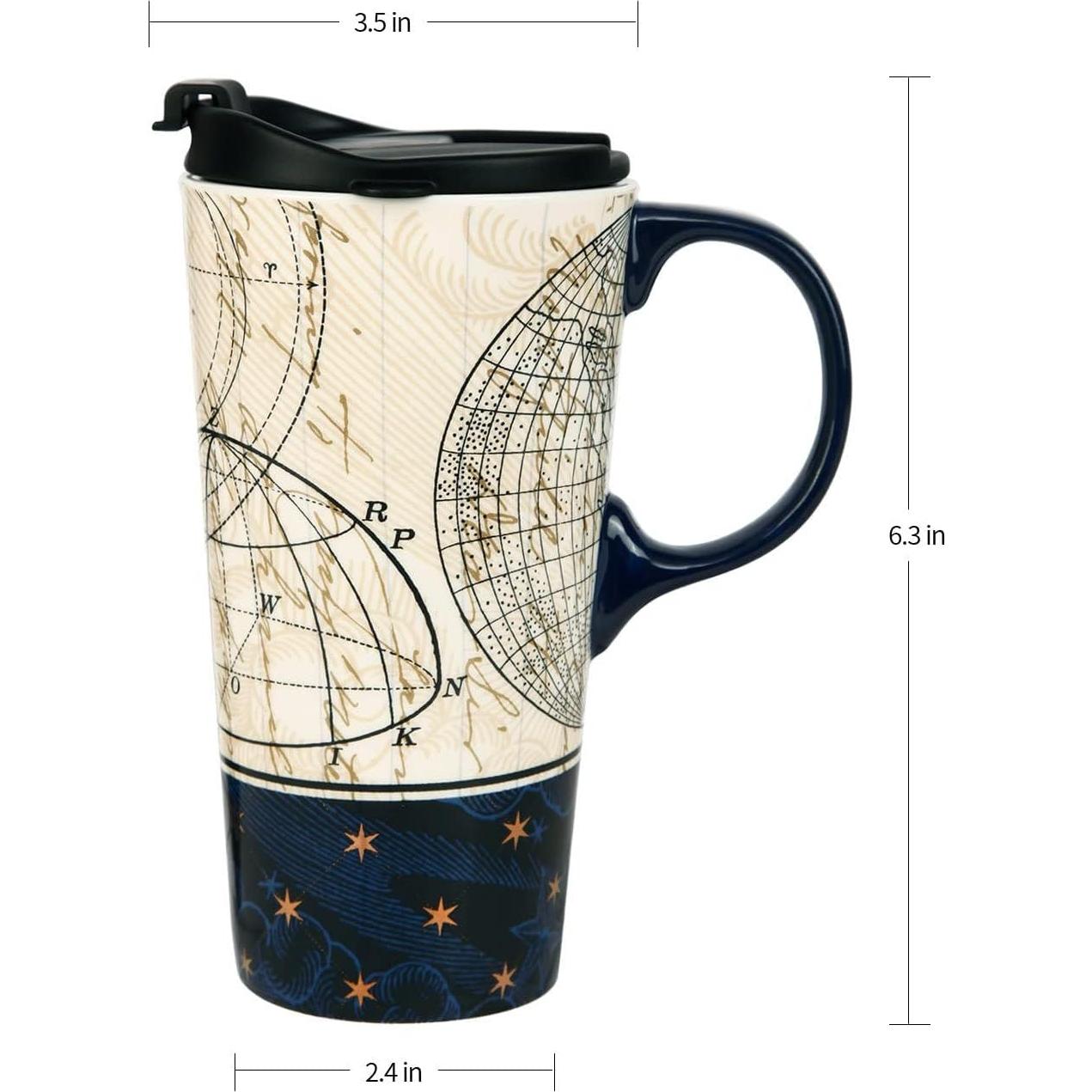 Taza de Viaje Cerámica Topadorn 0.5L Azul con Asa y Caja
