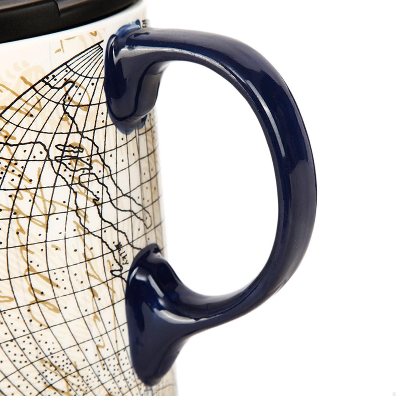 Taza de Viaje Cerámica Topadorn 0.5L Azul con Asa y Caja