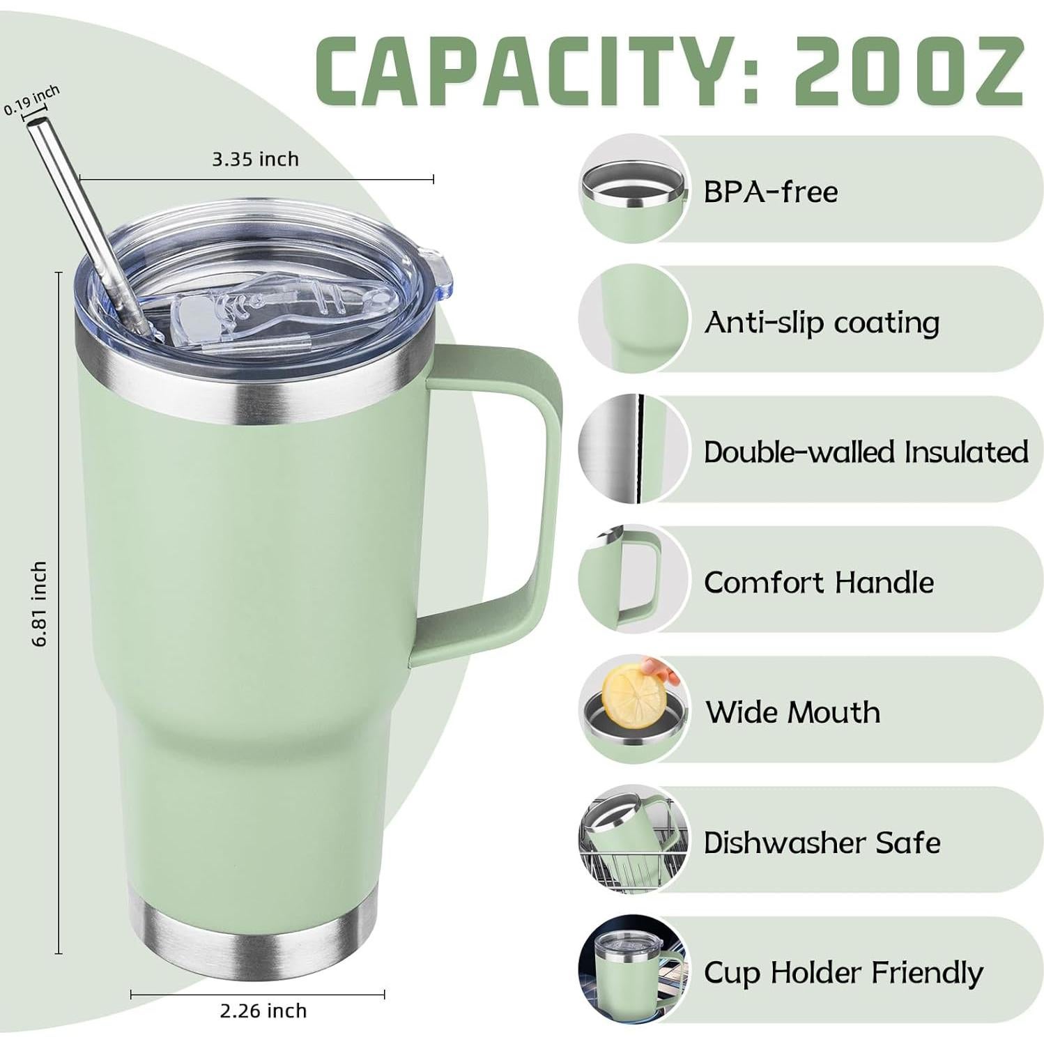 Taza Aislada de Acero Inoxidable YEBTS Vida 0.57L Verde