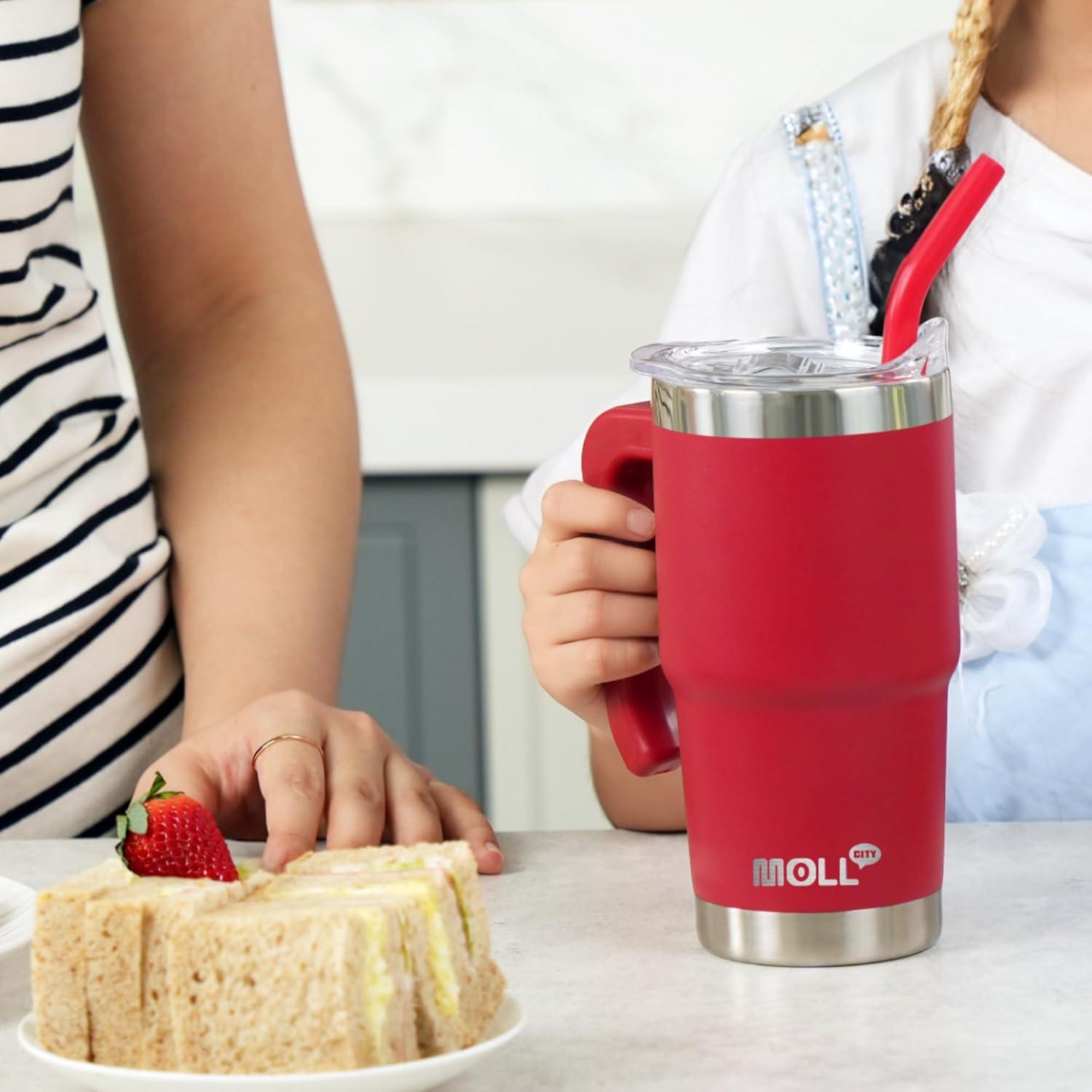 Taza de viaje Mollcity 470ml acero inoxidable azul bebé