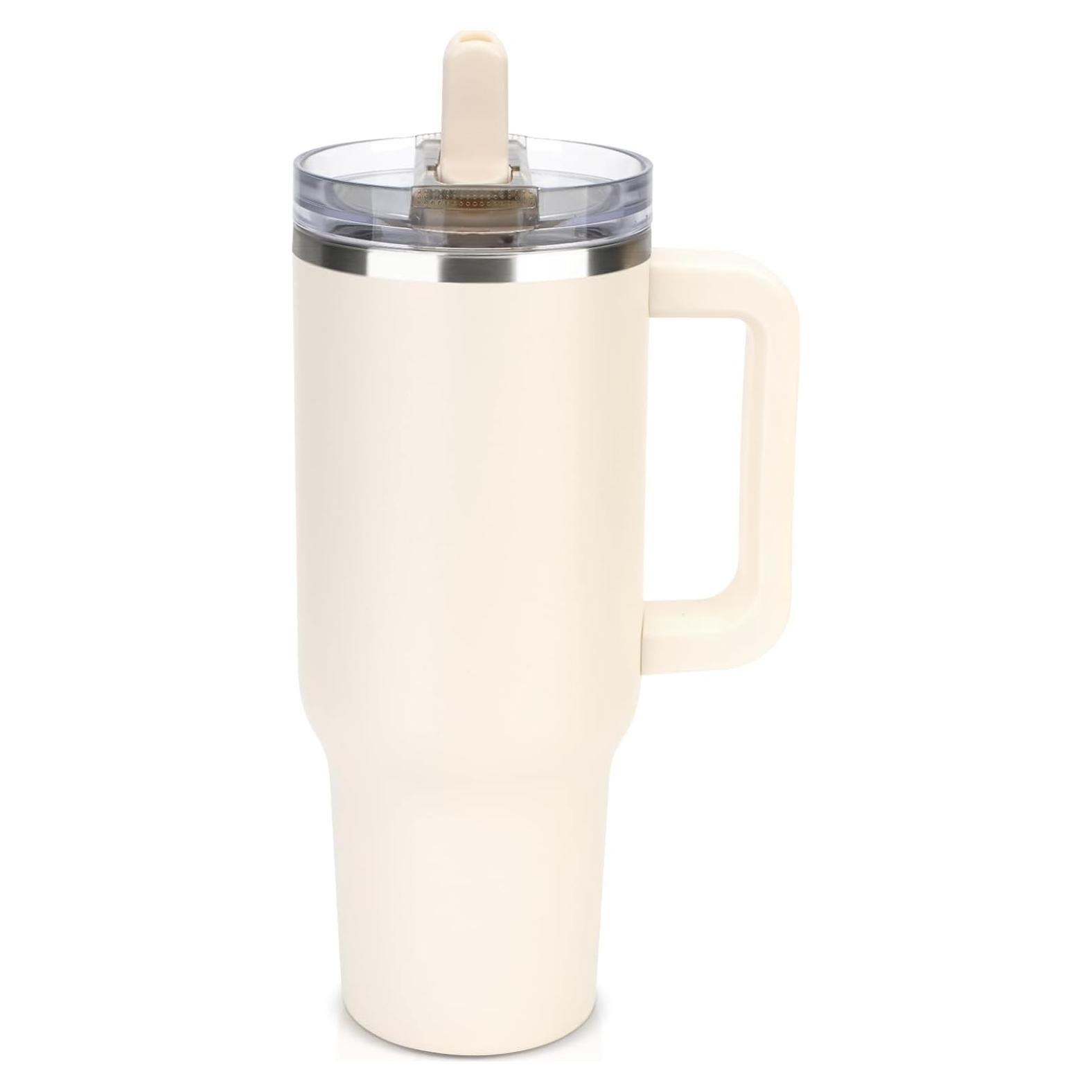 Vaso Aislado Sursip 40 oz con Asa y Popote Plegable Crema