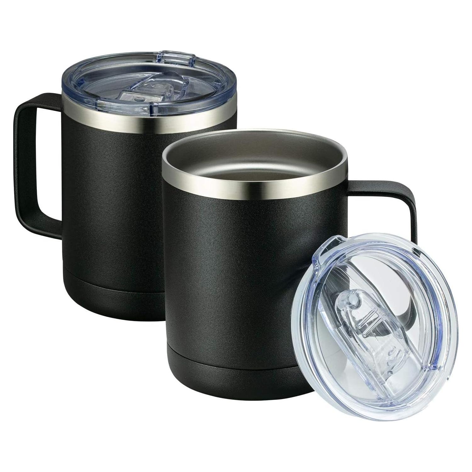 Taza de Café Aislada MEWAY 2 Unidades 12oz Acero Inoxidable Negro