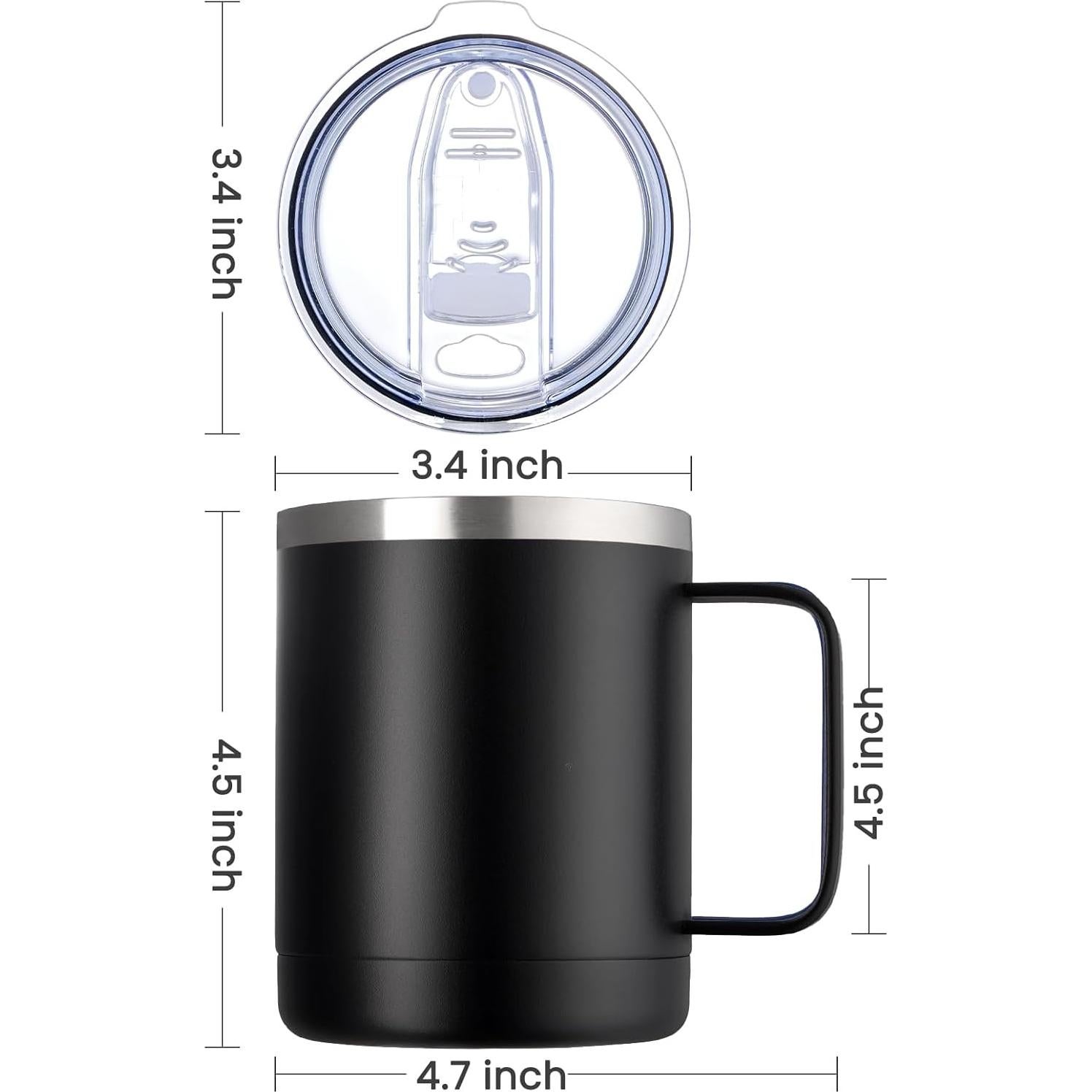 Taza de Café Aislada MEWAY 2 Unidades 12oz Acero Inoxidable Negro