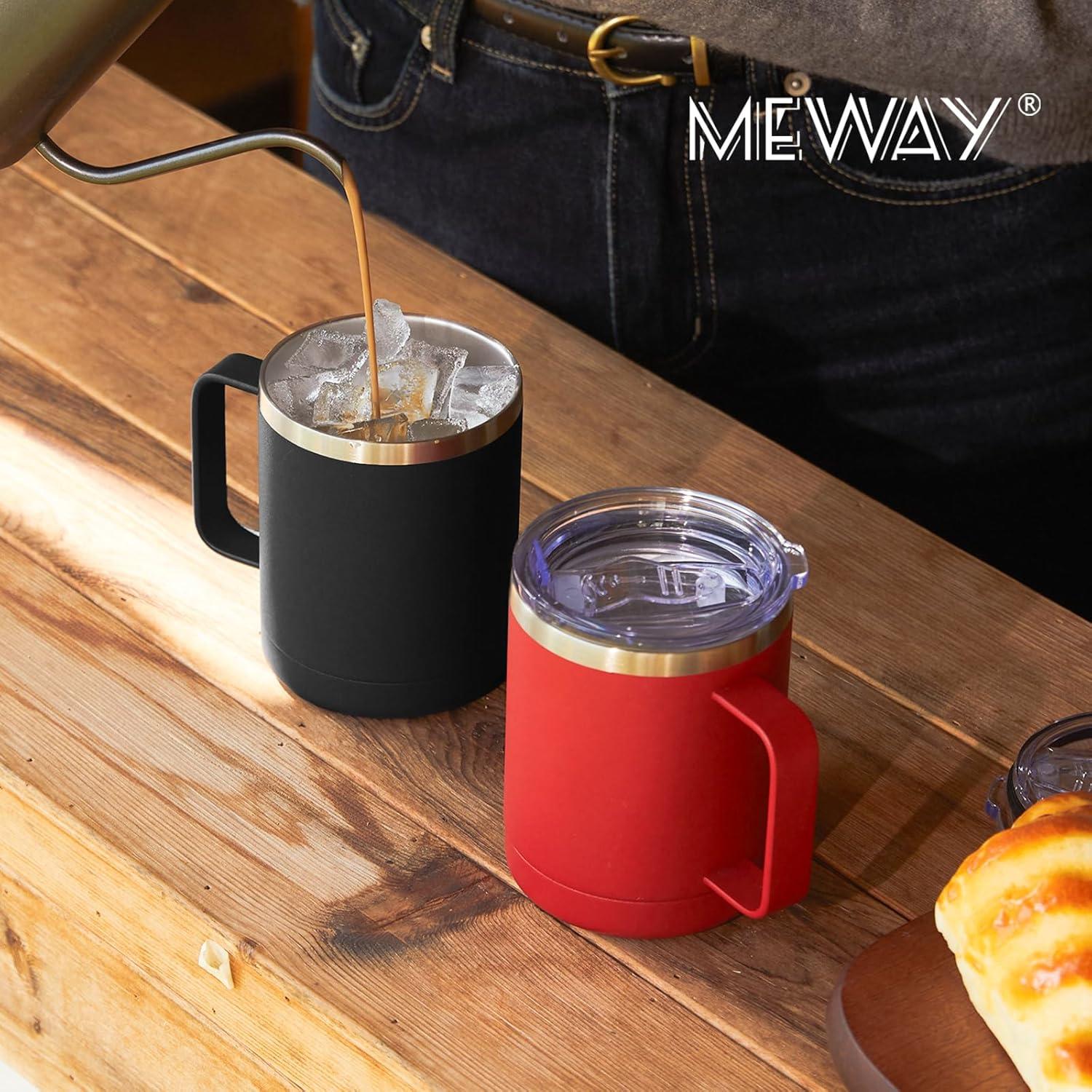 Taza de Café Aislada MEWAY 2 Unidades 12oz Acero Inoxidable Negro