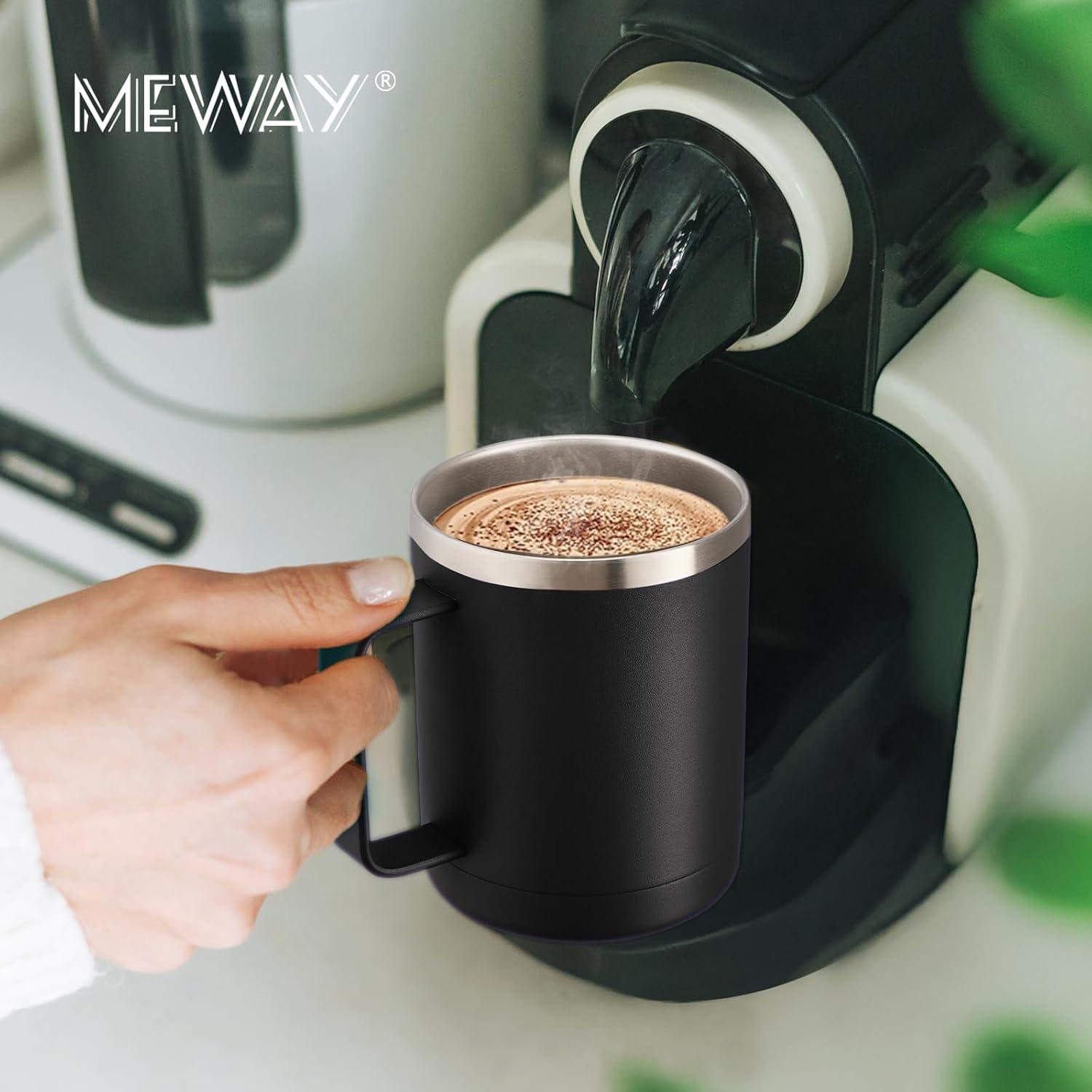 Taza de Café Aislada MEWAY 2 Unidades 12oz Acero Inoxidable Negro