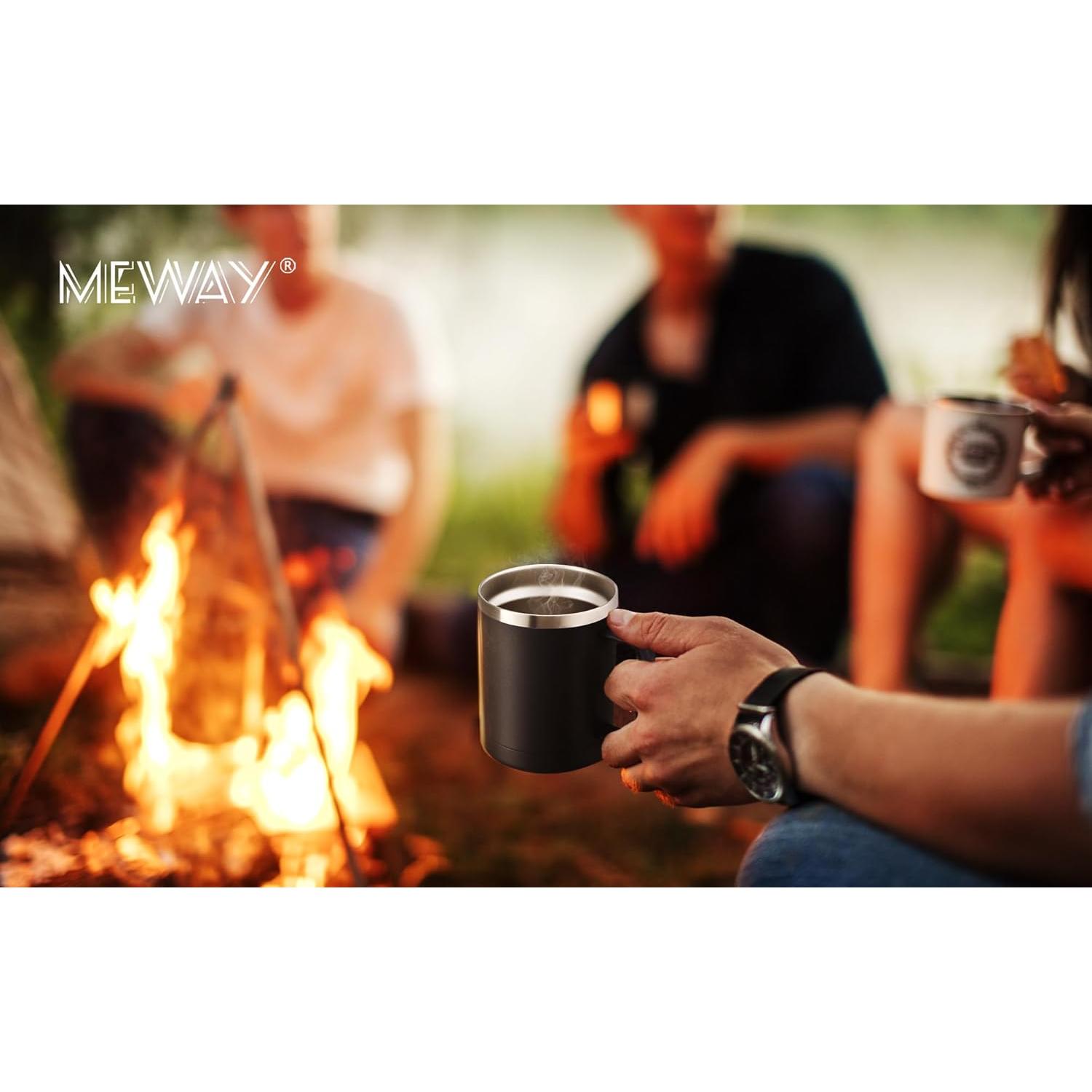 Taza de Café Aislada MEWAY 2 Unidades 12oz Acero Inoxidable Negro