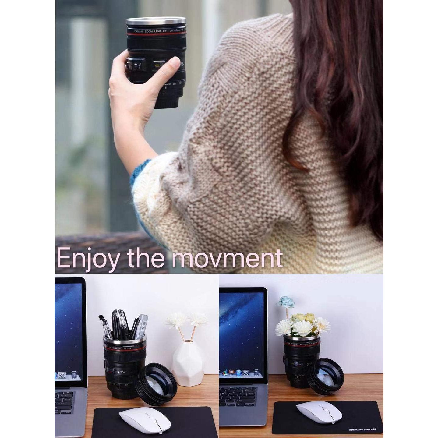 Taza de café térmica Chasing Y en forma de lente de cámara 350ml