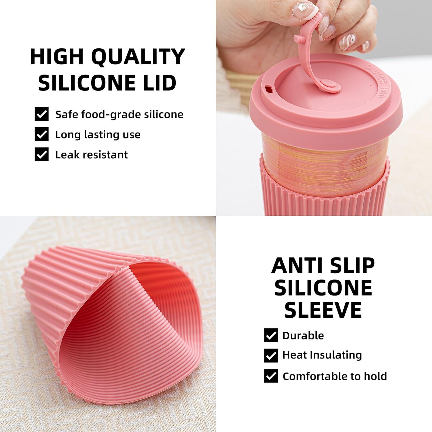 Taza de Viaje Cerámica Rosa TIANNA VALLEY 450ml A Prueba de Microondas