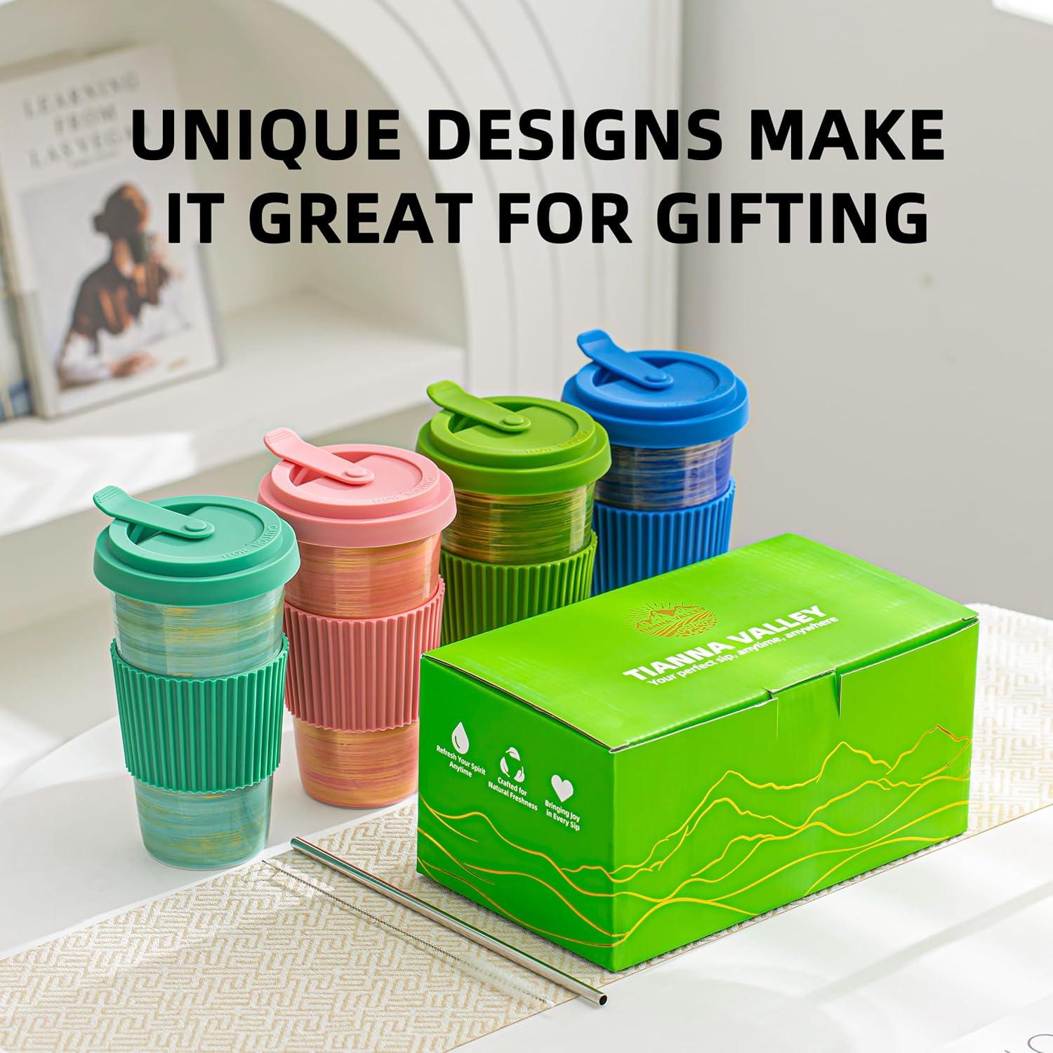 Taza de Viaje Cerámica Rosa TIANNA VALLEY 450ml A Prueba de Microondas