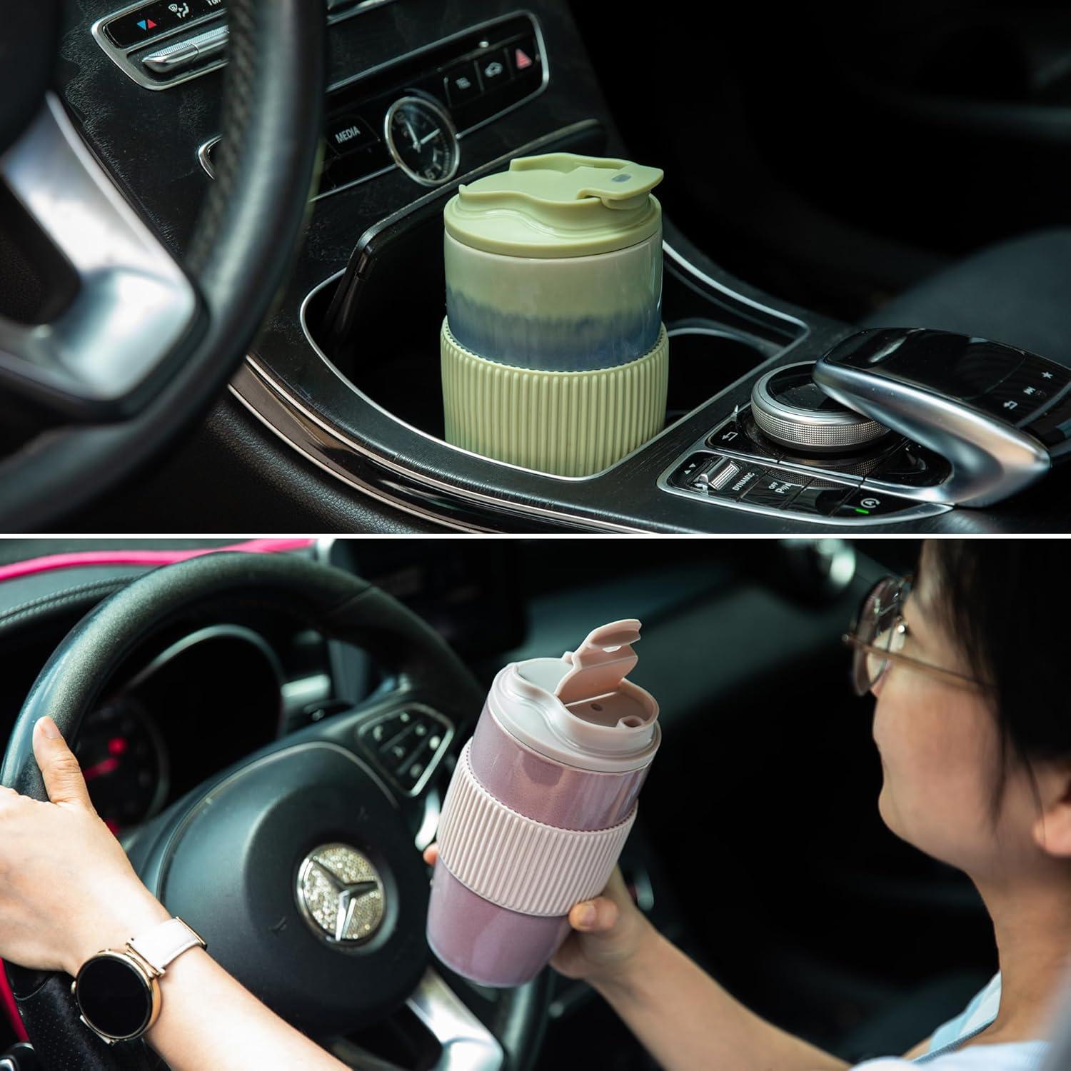 Taza de Café de Viaje TaoTaojarvie Cerámica 0.47 L Verde Claro