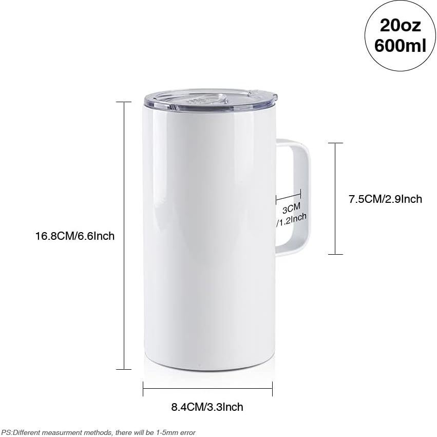 Tazas de Sublimación PYD Life 20 OZ Acero Inoxidable 4 Piezas