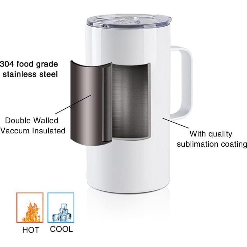 Tazas de Sublimación PYD Life 20 OZ Acero Inoxidable 4 Piezas