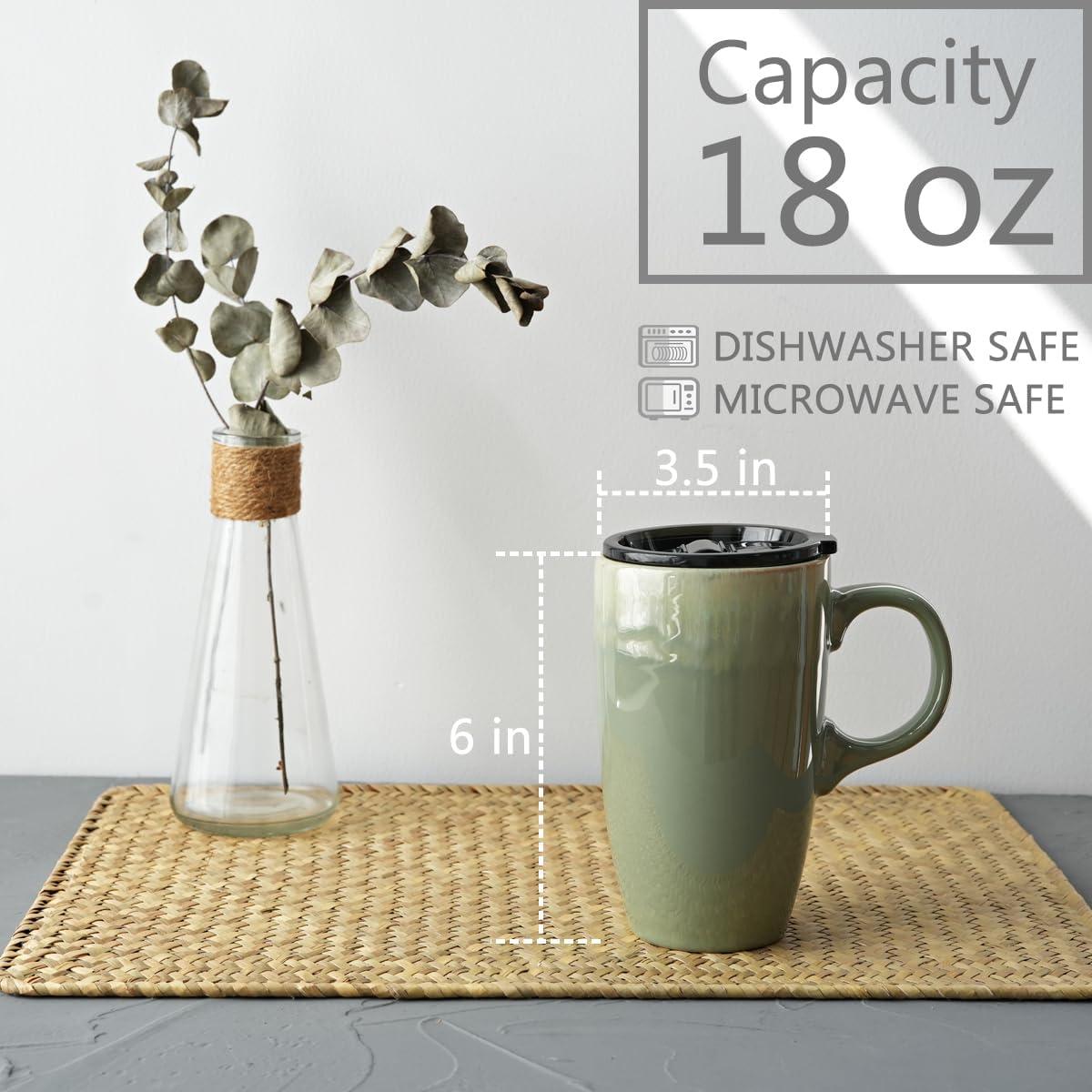 Taza de Viaje Cerámica Bosmarlin 532 ml Verde Pálido