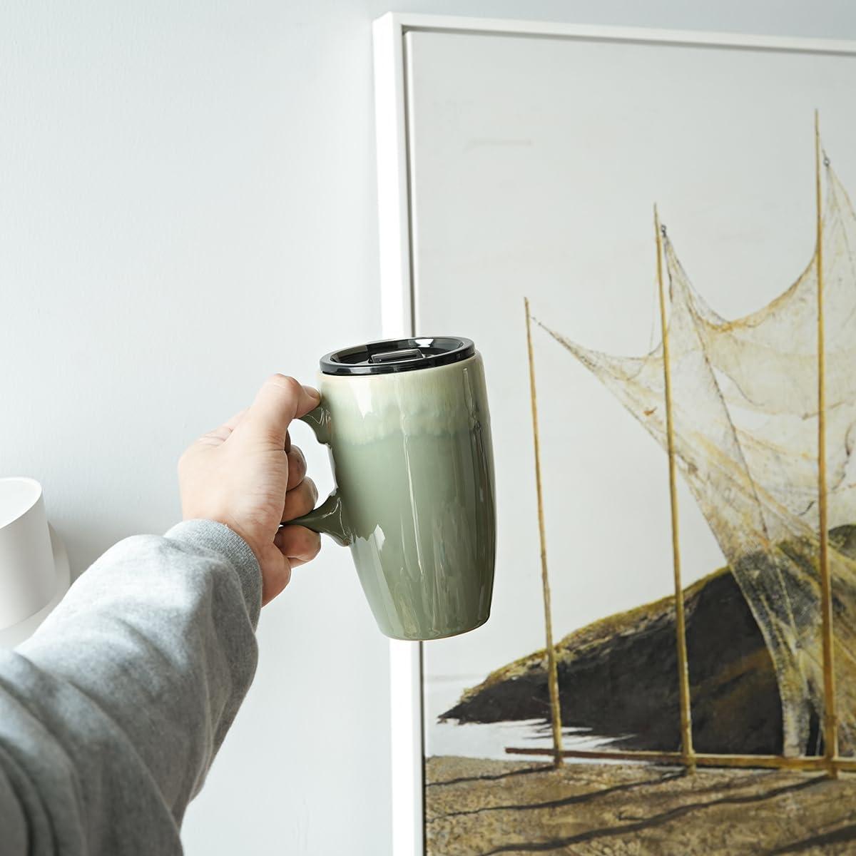 Taza de Viaje Cerámica Bosmarlin 532 ml Verde Pálido