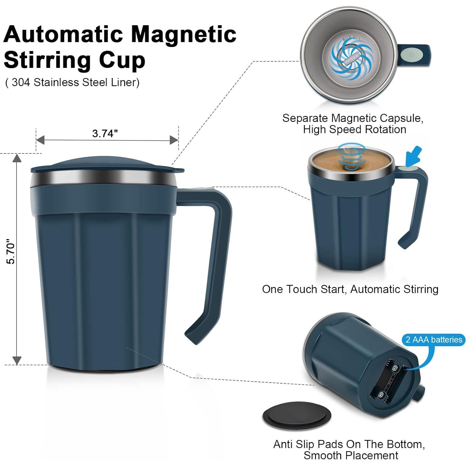 Taza de café auto mezcladora LeadYuantop 18 oz acero inoxidable