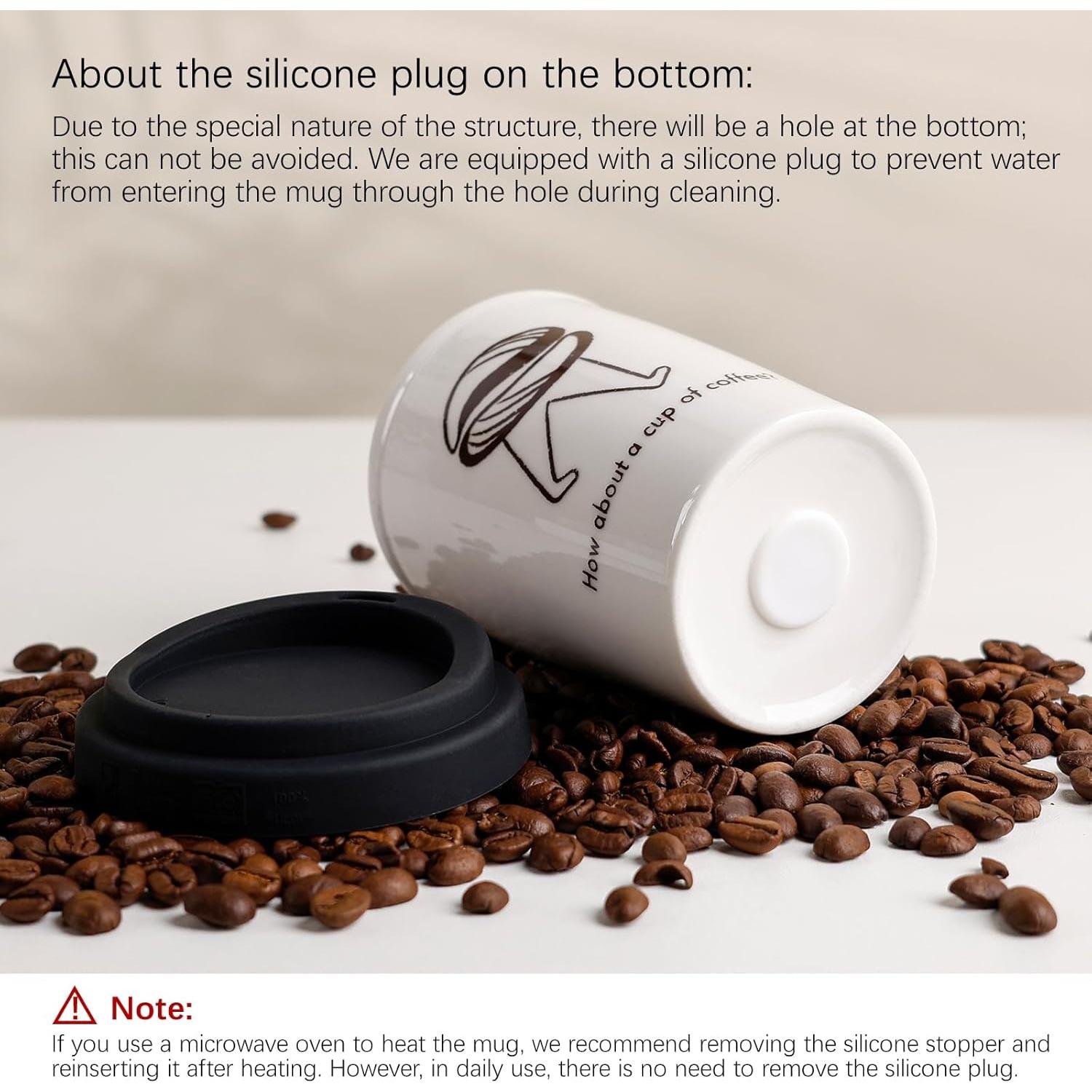 Taza de Viaje Cerámica ZEBERBO 250ml Doble Pared Aislada