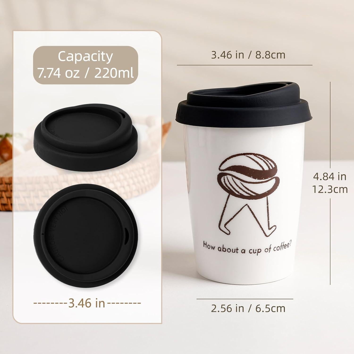 Taza de Viaje Cerámica ZEBERBO 250ml Doble Pared Aislada