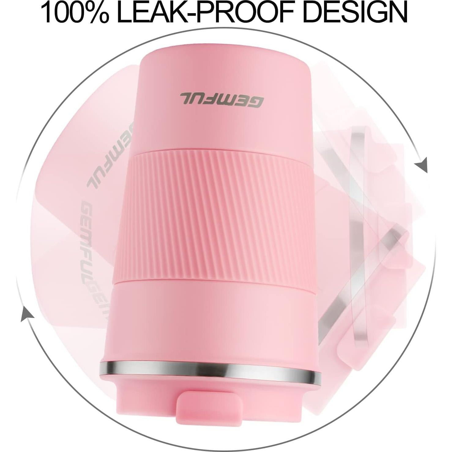 Taza de Café de Viaje GEMFUL 13 oz Acero Inoxidable Rosa