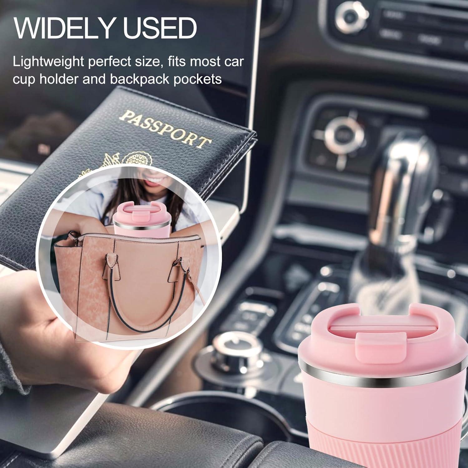 Taza de Café de Viaje GEMFUL 13 oz Acero Inoxidable Rosa