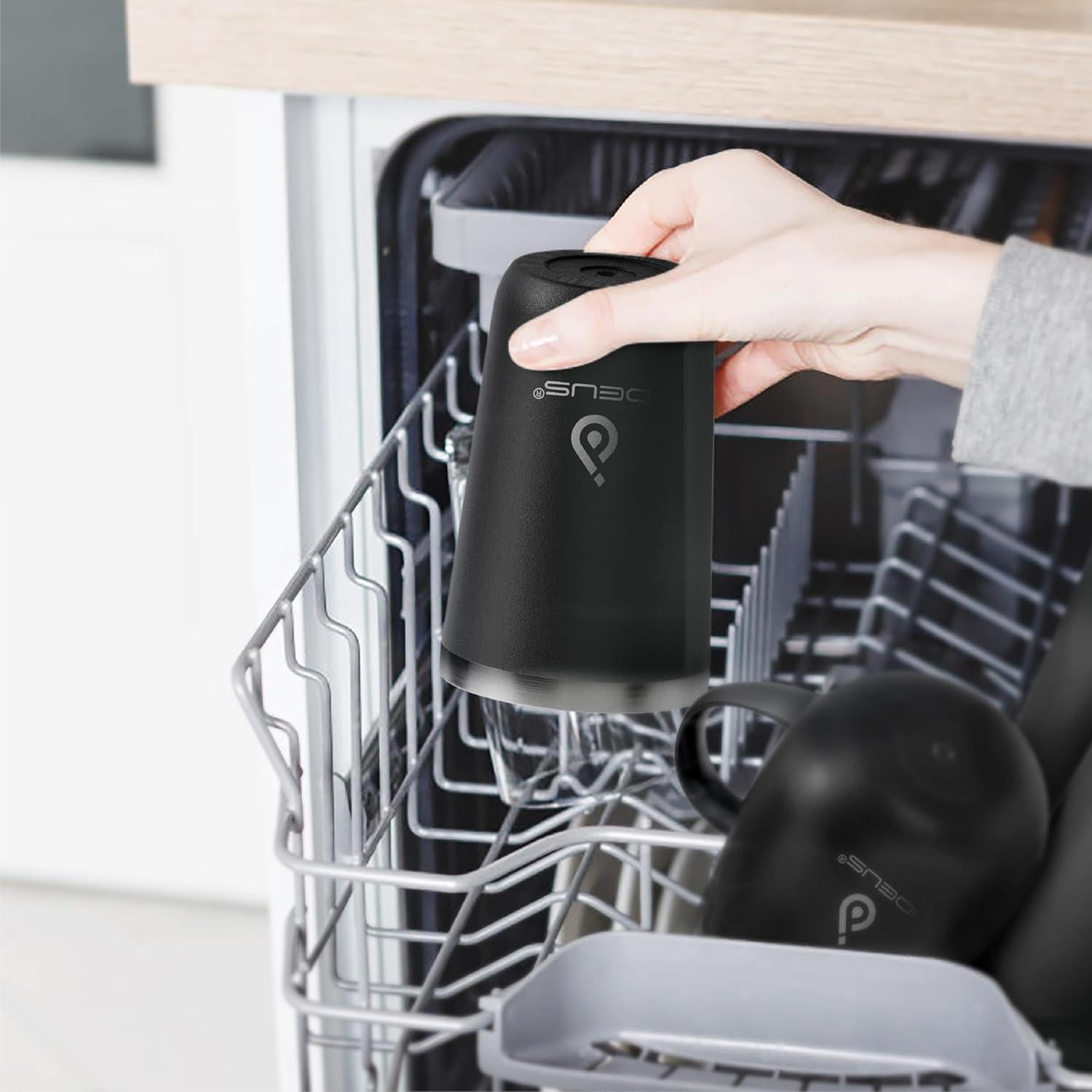 Taza de Café Aislada Ideus 20 oz Acero Inoxidable Negro