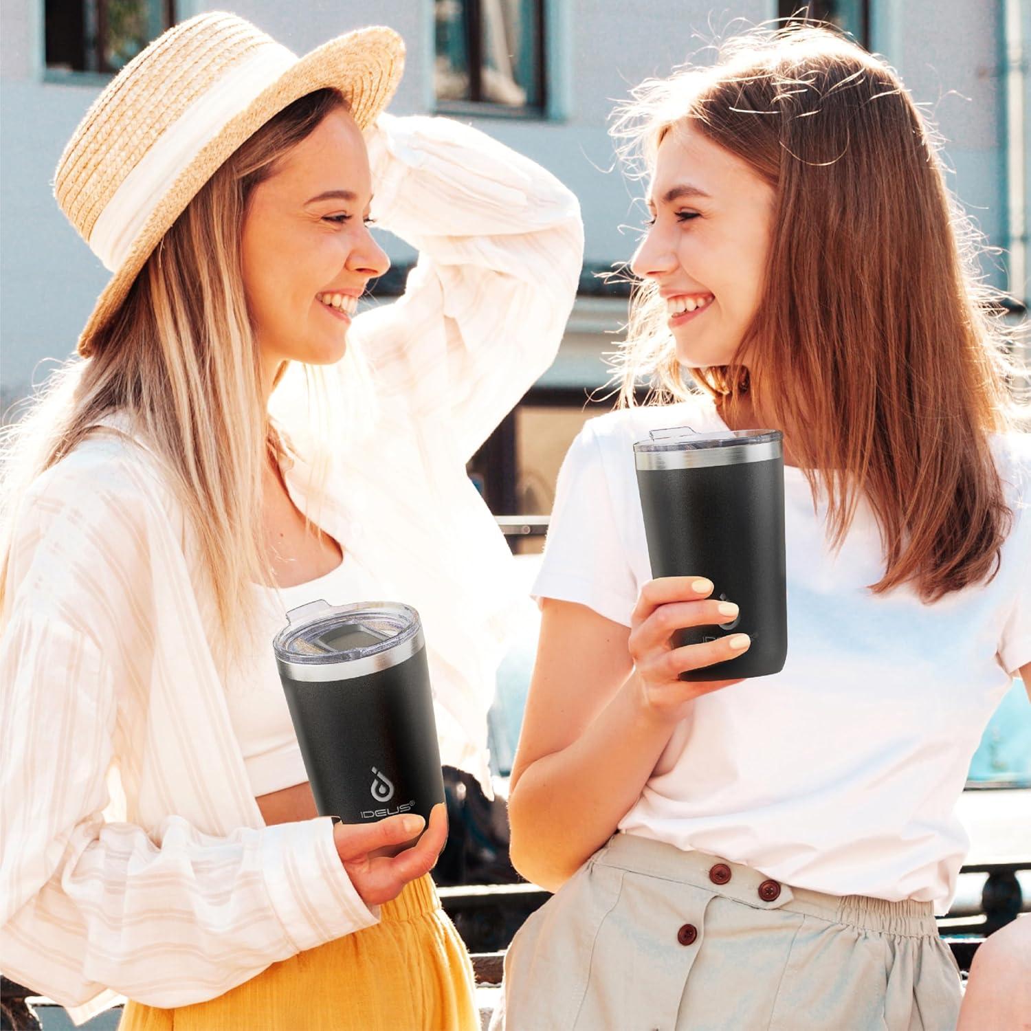 Taza de Café Aislada Ideus 20 oz Acero Inoxidable Negro