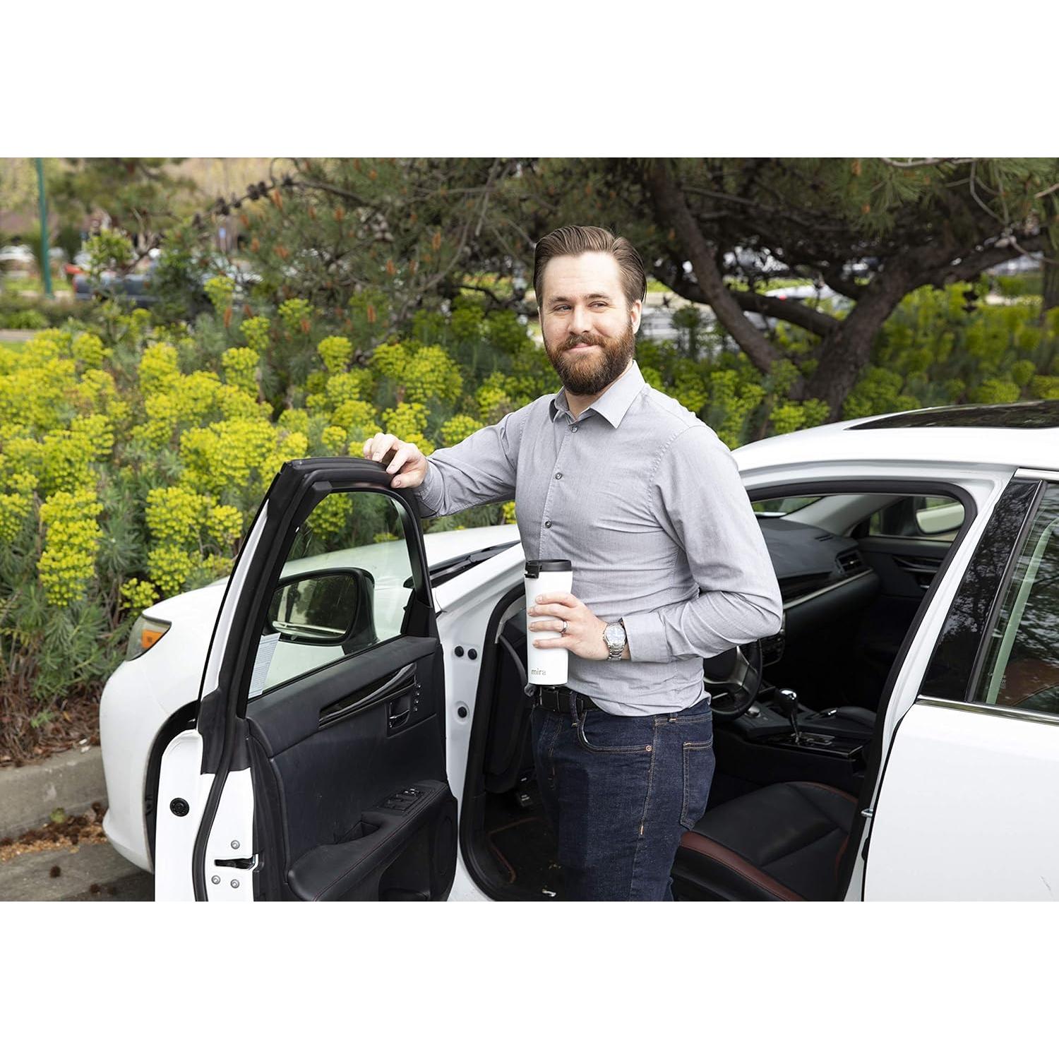 Taza de Viaje MIRA 16 oz Acero Inoxidable Aislada Gris