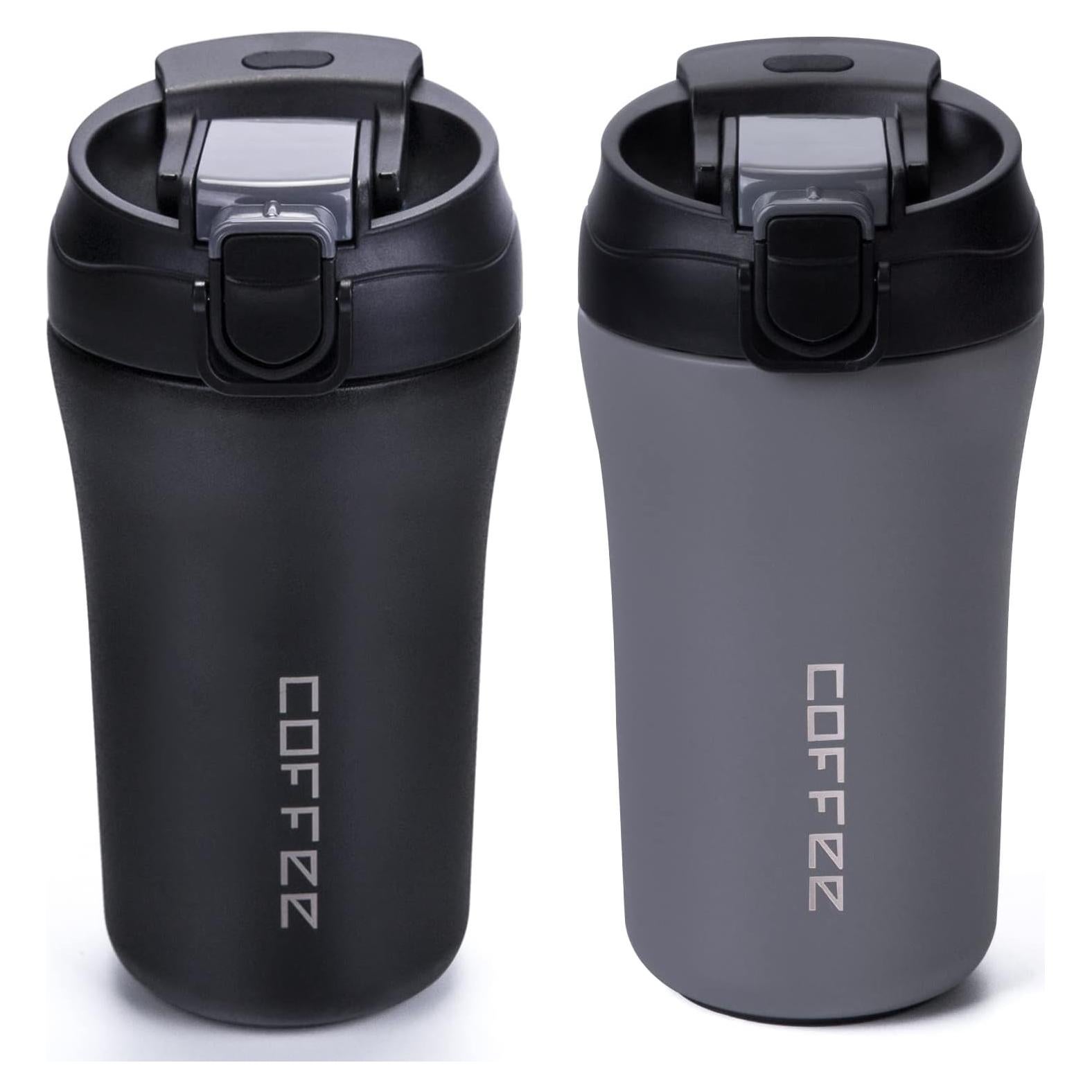 Taza de café de viaje XPIY 400 ml acero inoxidable a prueba de derrames