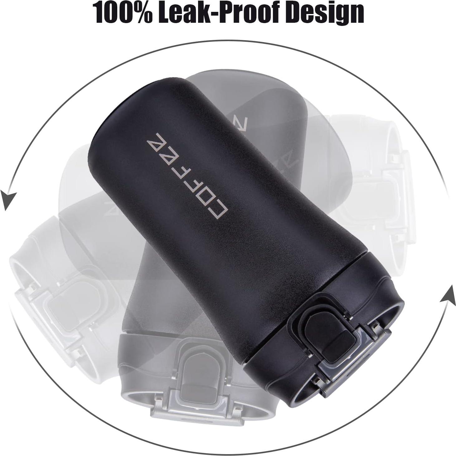 Taza de café de viaje XPIY 400 ml acero inoxidable a prueba de derrames