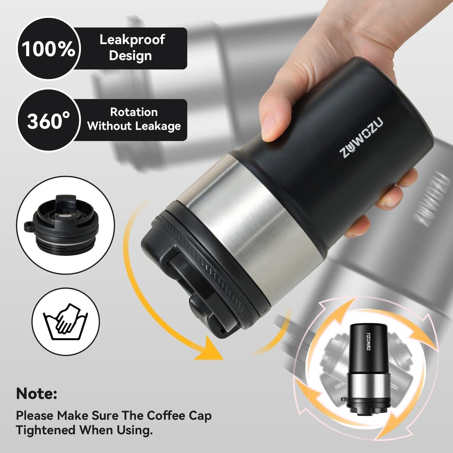 Taza de Café de Viaje ZUWOZU 620 ml Acero Inoxidable Aislada