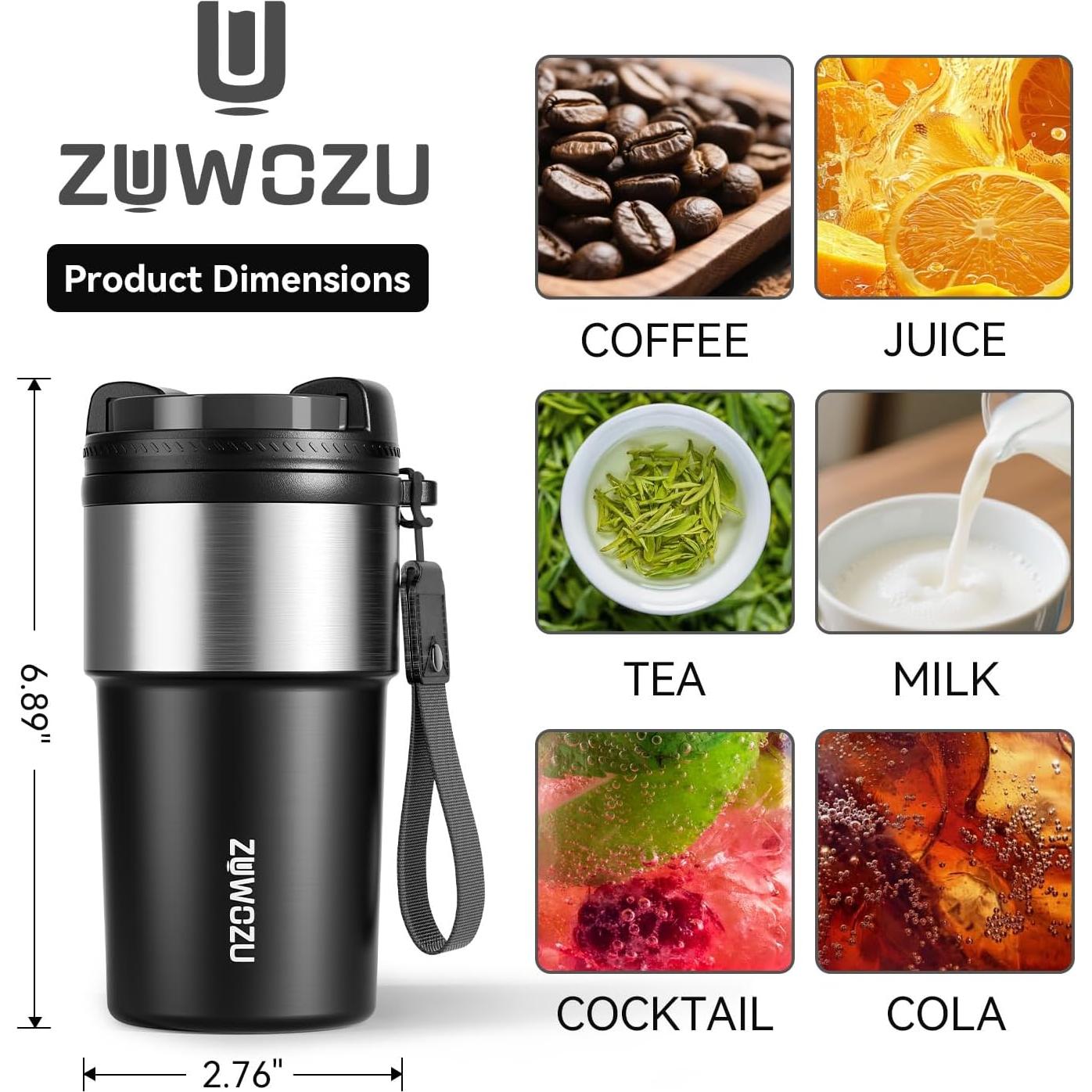 Taza de Café de Viaje ZUWOZU 620 ml Acero Inoxidable Aislada
