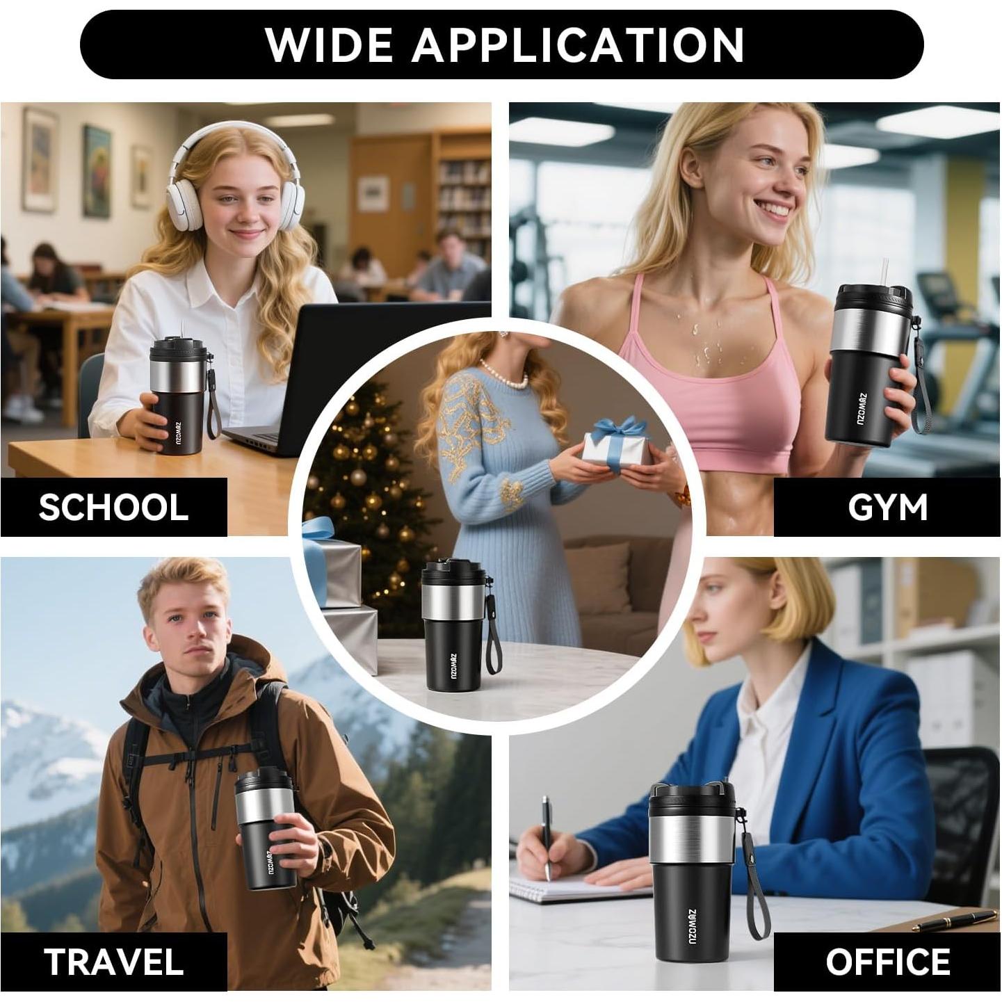 Taza de Café de Viaje ZUWOZU 620 ml Acero Inoxidable Aislada