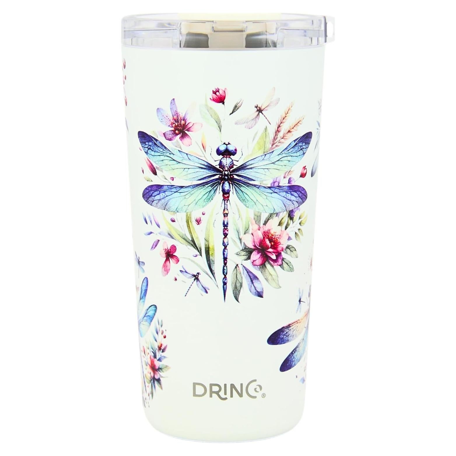 Vaso de Acero Inoxidable Drinco 591 ml con Tapa y Popotes