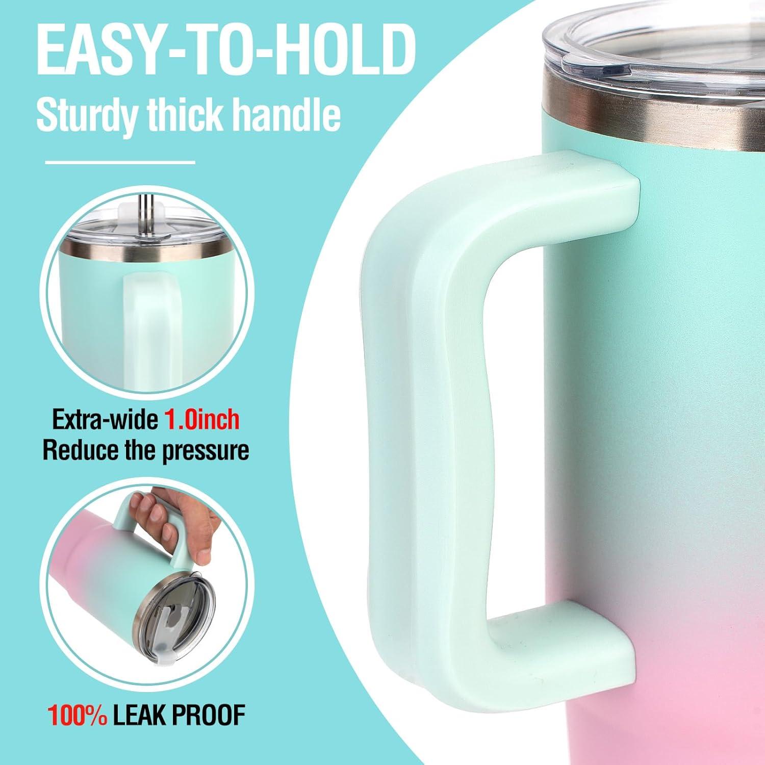 Vaso Aislado de Cerámica Zukro 24 oz con Asa y Popote Negro