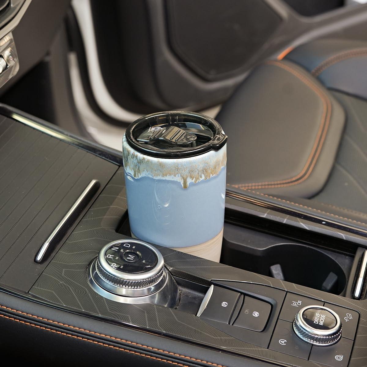 Taza de cerámica Bosmarlin 621 ml azul claro para viajar