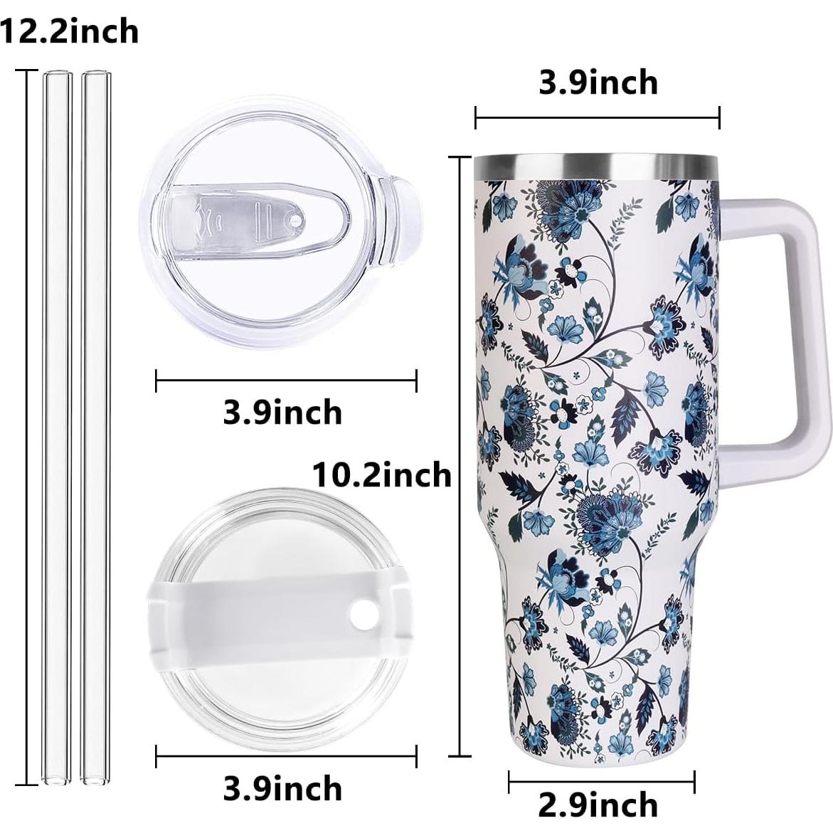 Taza de Acero Inoxidable SYACOT 40 oz Aislada con Asa y Popote