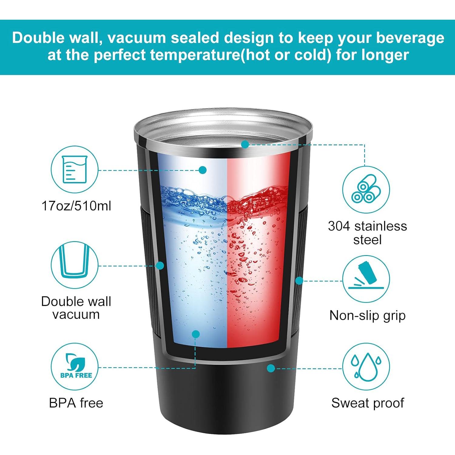 Taza de Café de Viaje YINJAM 500ml Acero Inoxidable Doble Pared