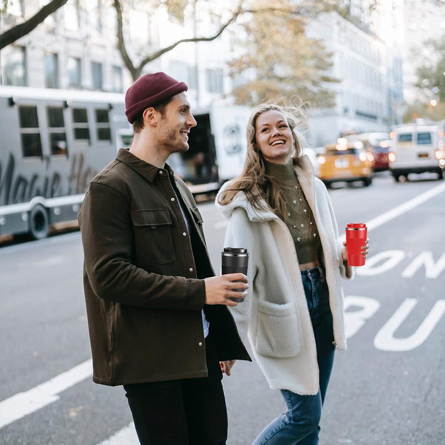 Taza de Café de Viaje YINJAM 500ml Acero Inoxidable Doble Pared