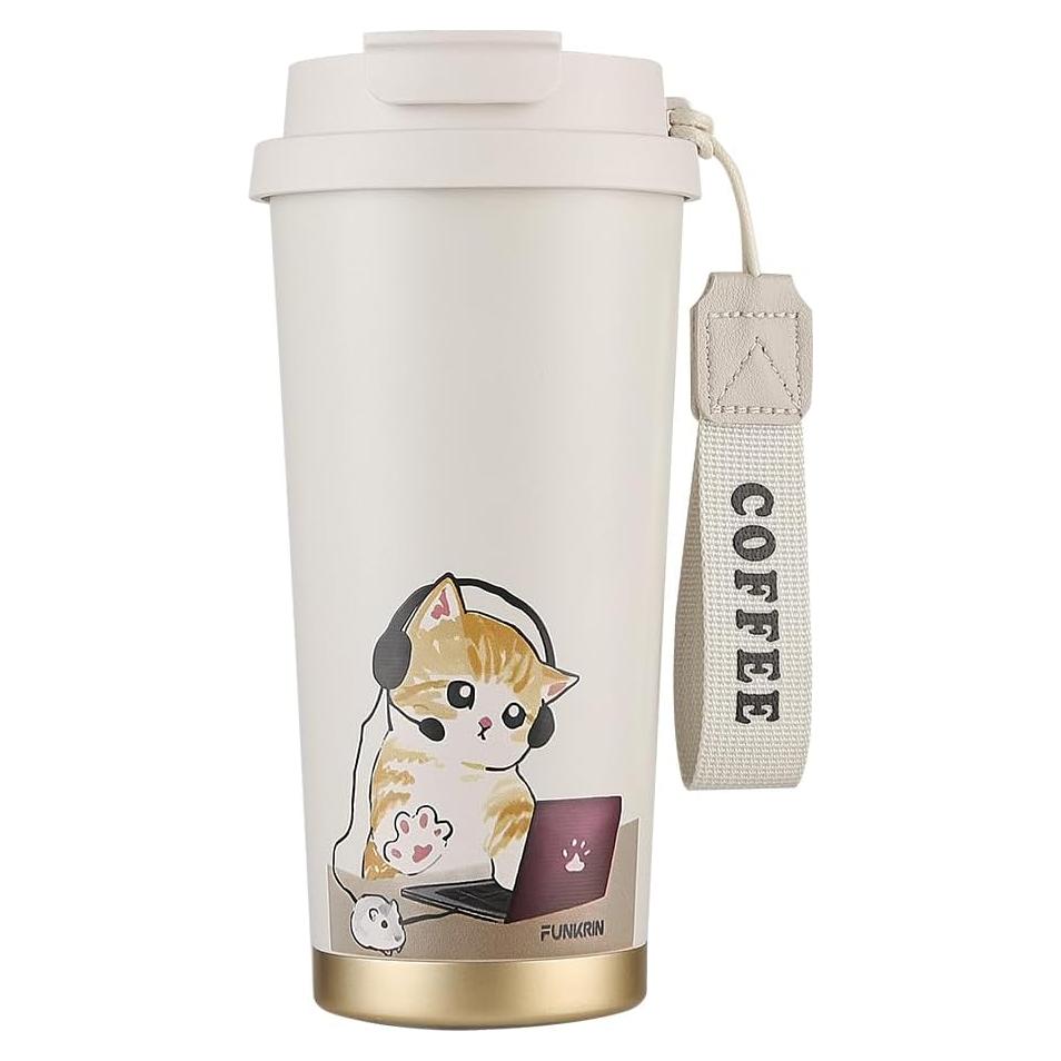 Taza de Viaje Funkrin 473ml Aislada Doble Pared a Prueba de Fugas