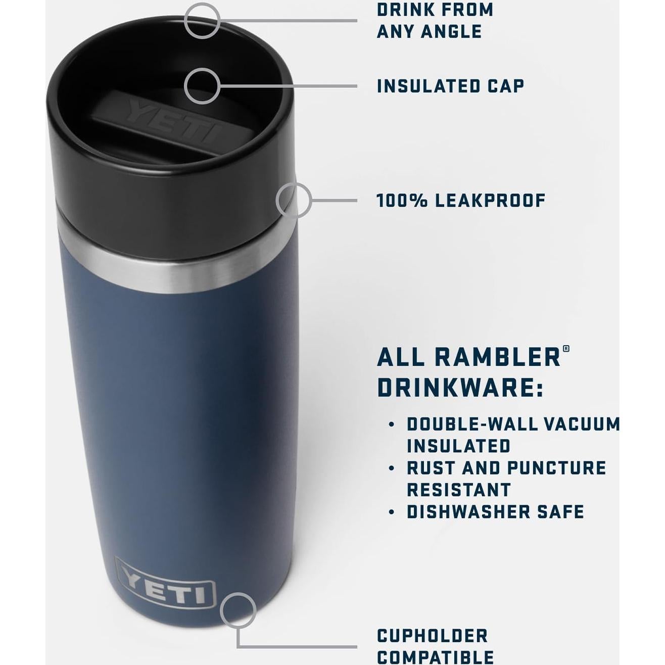 Botella de Viaje YETI Rambler 0.48L Acero Inoxidable Negra