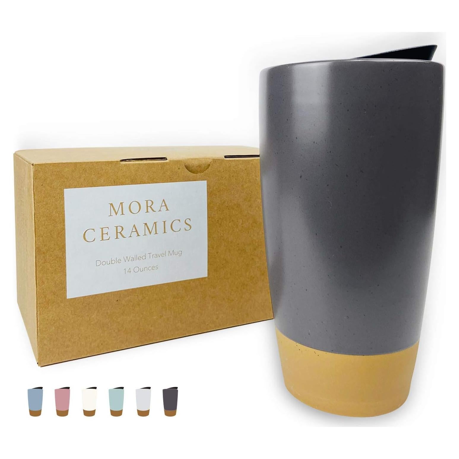 Taza de Viaje Mora Cerámica Doble Pared 414 ml Aislada