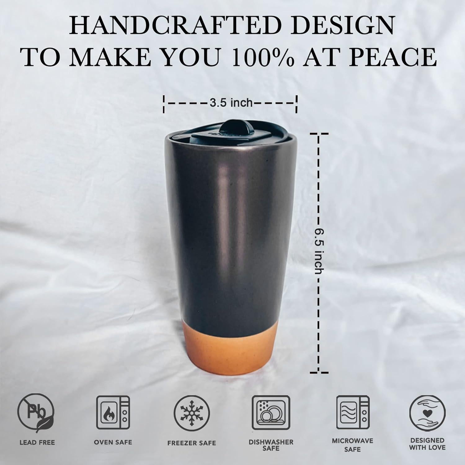 Taza de Viaje Mora Cerámica Doble Pared 414 ml Aislada