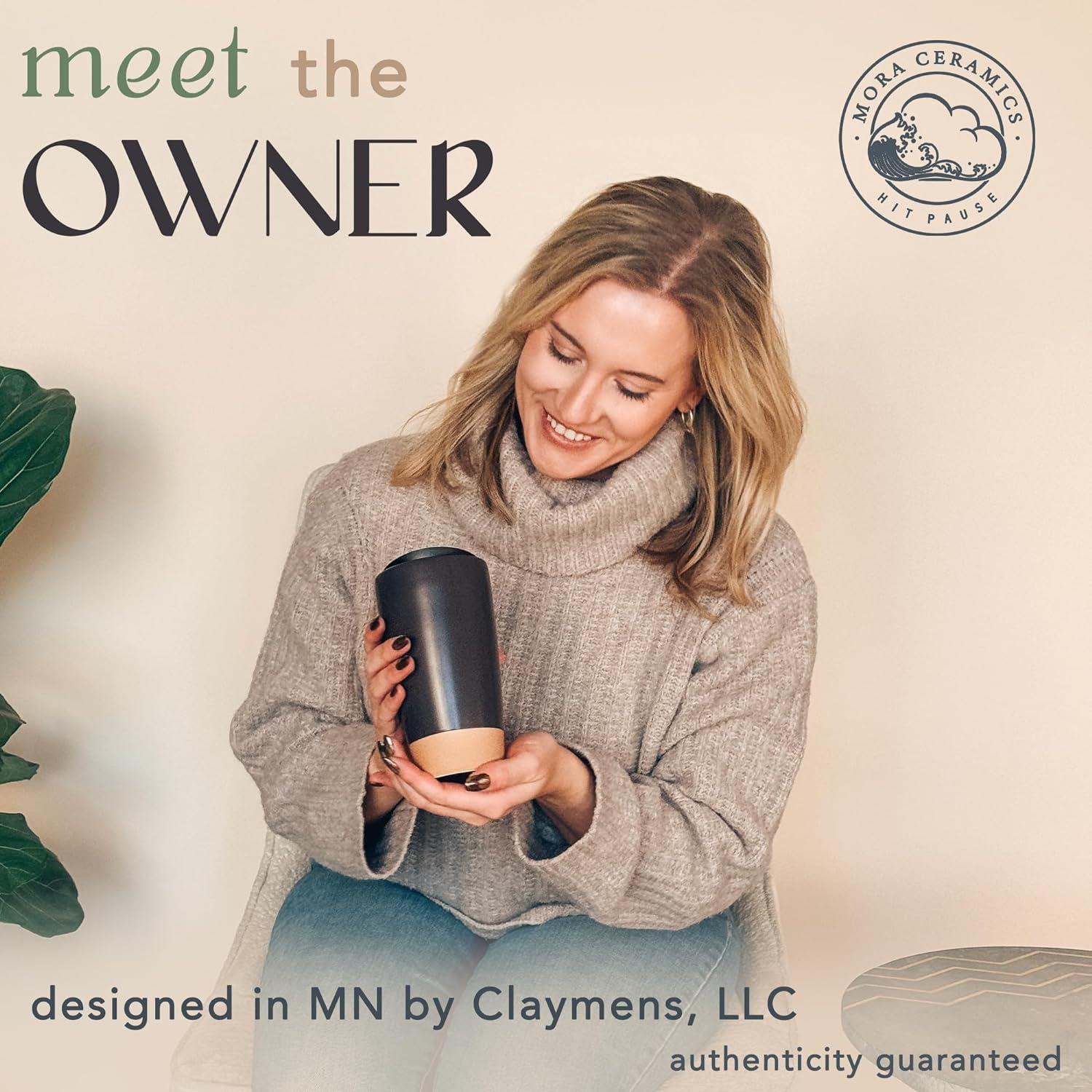 Taza de Viaje Mora Cerámica Doble Pared 414 ml Aislada