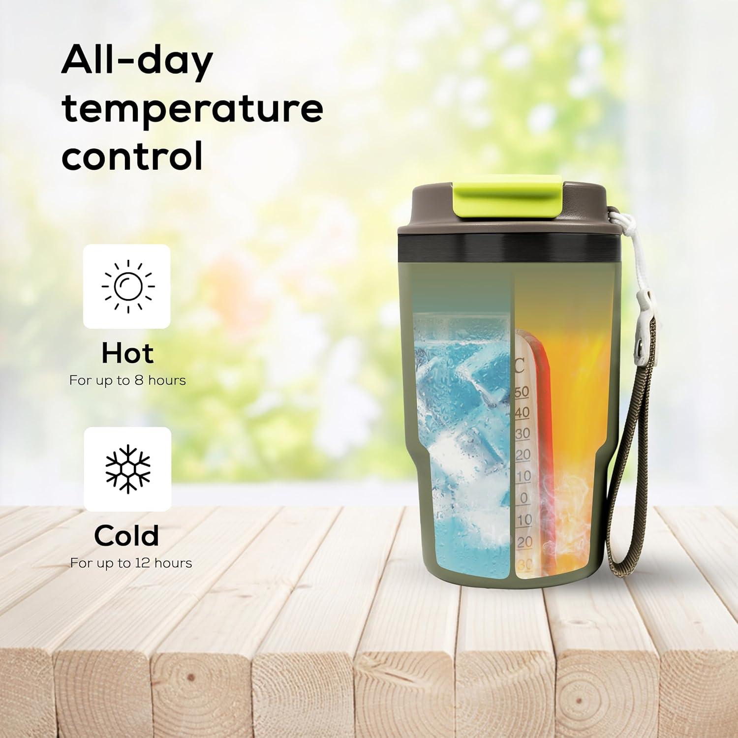 Taza Térmica ADOTEM 16oz Acero Inoxidable Doble Pared Verde Oliva