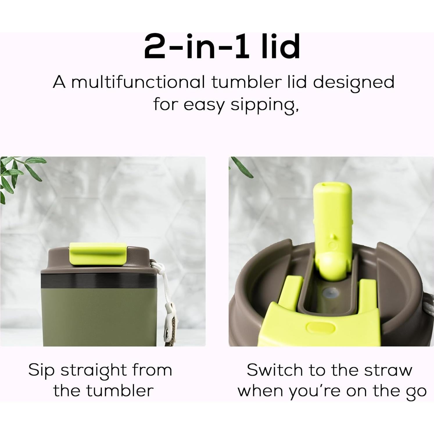 Taza Térmica ADOTEM 16oz Acero Inoxidable Doble Pared Verde Oliva