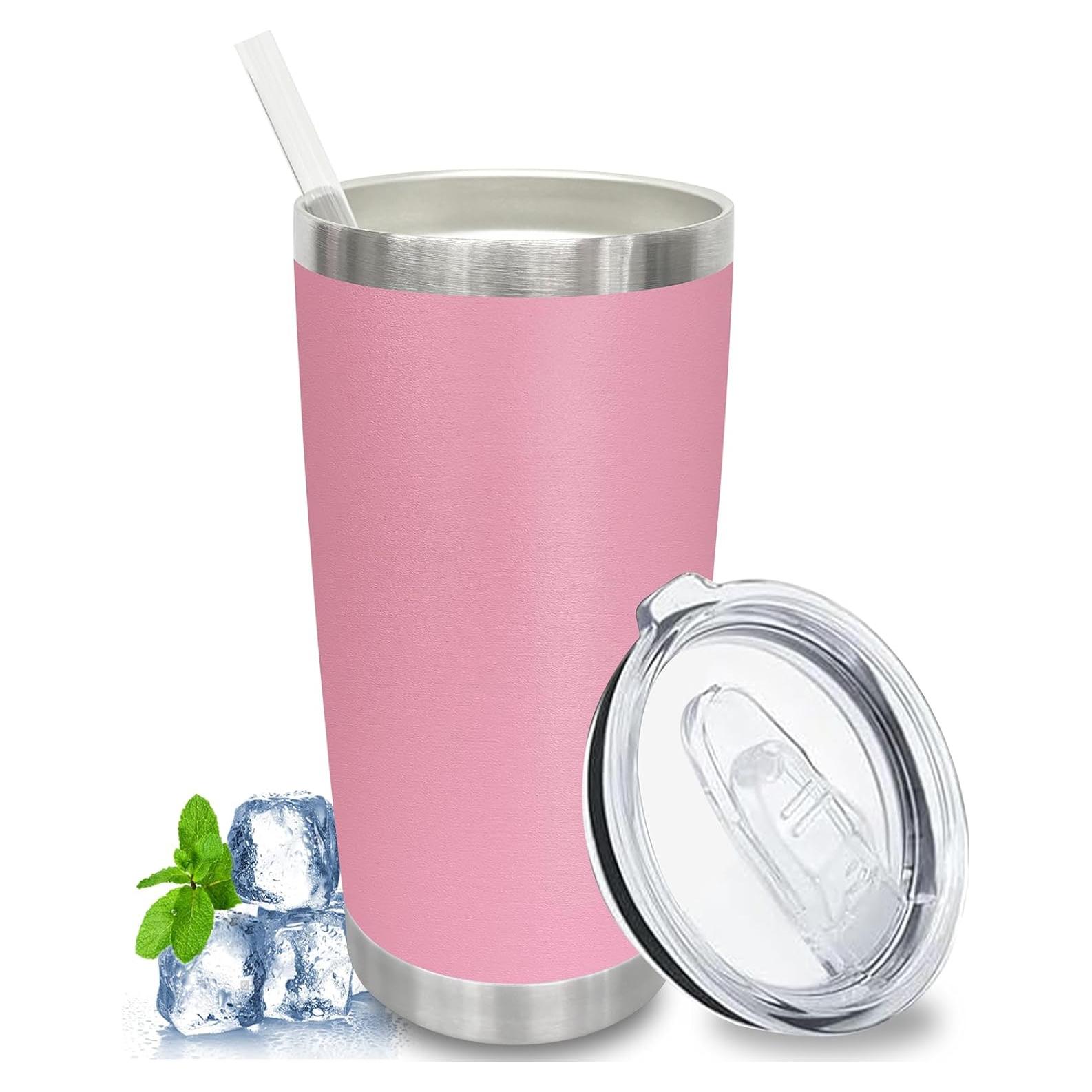 Vaso de Acero Inoxidable 20 oz FunTrans Rosa Aislado Doble Pared