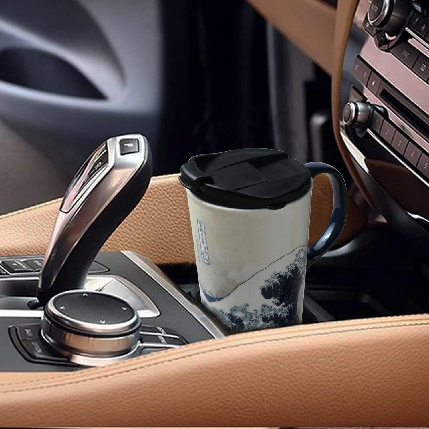 Taza de Viaje Cerámica Topadorn 0.5L Azul a Prueba de Derrames