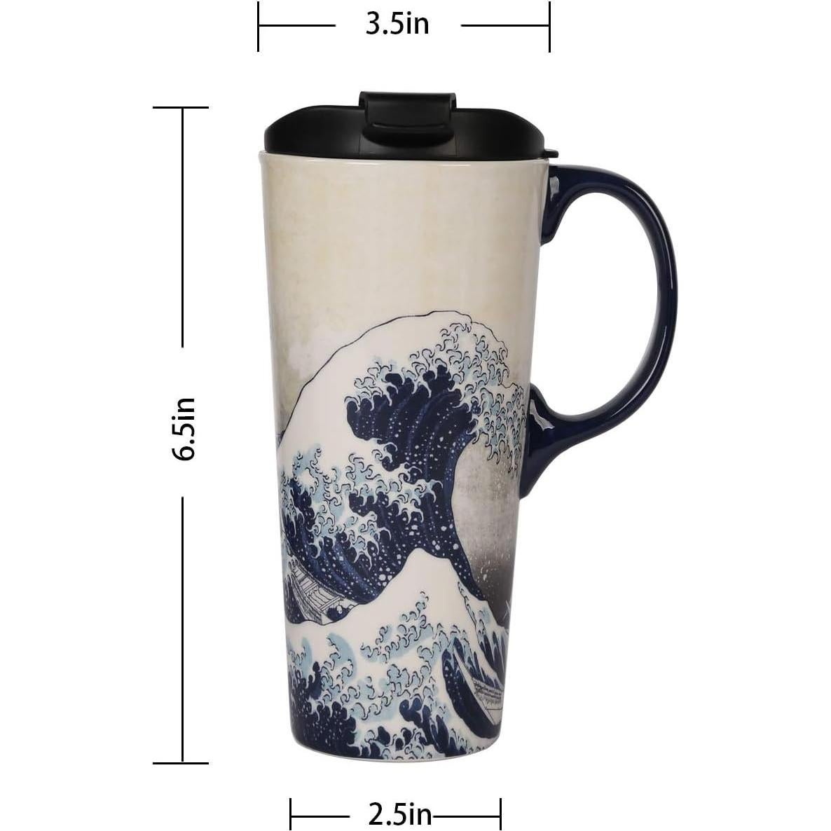 Taza de Viaje Cerámica Topadorn 0.5L Azul a Prueba de Derrames